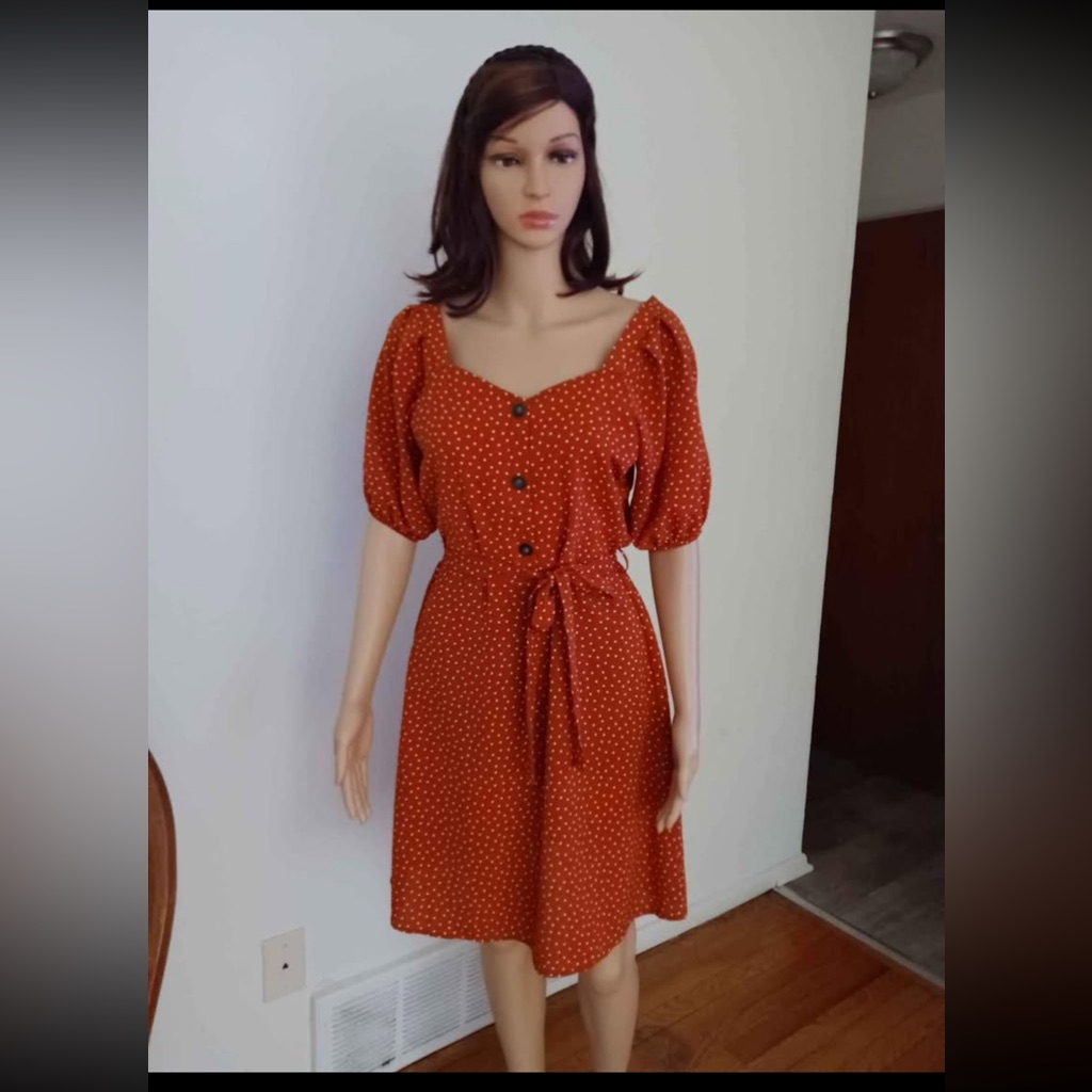 Monteau Orange Buttoned Tie Front Sundress